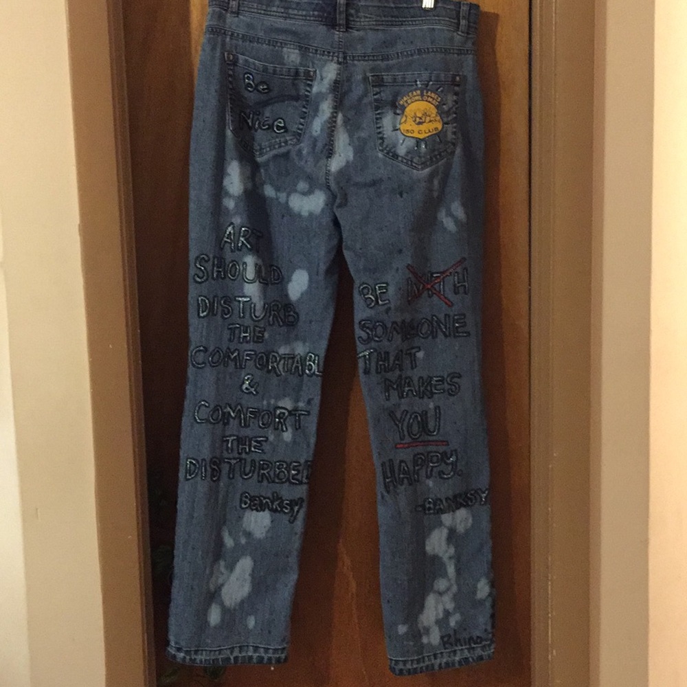 Handpainted Banksy  jeans